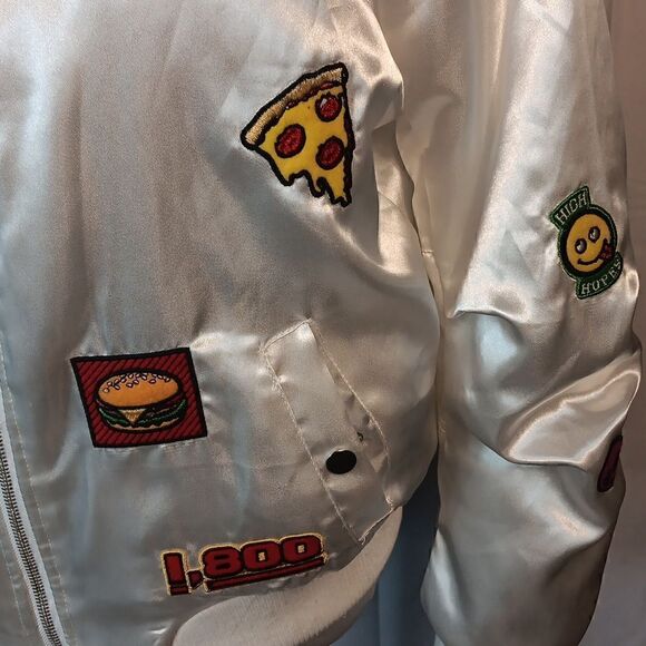 Forever 21 White Satin Bomber Jacket - Picture 8 of 11